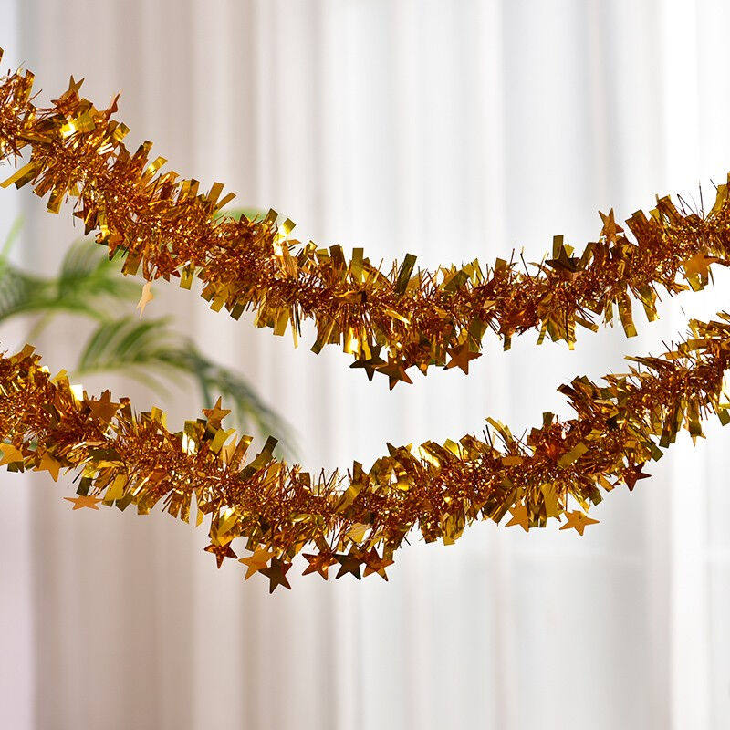 61 Decorative Colored Ribbon Festival Pull Flowers Placed Classroom Fur Bar Performance Stage Festival Dress Golden Pentagram-Taobao