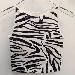 Export Casual Yoga Fitness Wear Double-Layer Fixed One-Piece Retro Cartoon Print Zebra Pattern One-Shoulder Sports