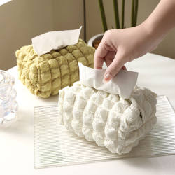 Bubble tissue box, soft cream tissue box, double-layer fabric decorative tissue bag, light luxury desktop storage box