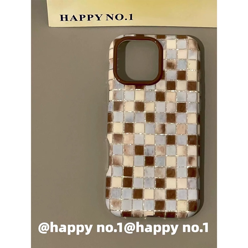 ins Korean Niche Retro Style Brown and Blue Small Checkered Phone Case Suitable for Apple 17Promax iPhone 16 Women's 17Pro New Model 15 Full Coverage 18Promax Anti-Drop Protective Case 14 ins Korean Niche Retro Style Brown and Blue Small Checkered Phone Case Suitable for Apple 17Promax iPhone 16 Women's 17Pro New Model 15 Full Coverage 18Promax Anti-Drop Protective Case 14