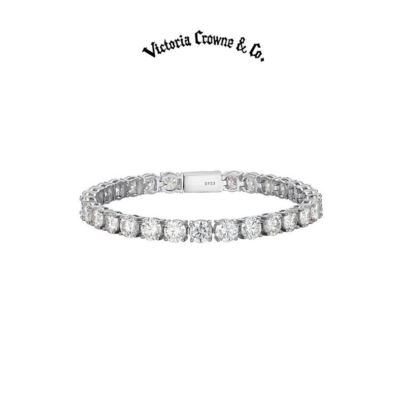 Victoria Crowne British Dynasty Moissanite Platinum Bracelet Full Diamond Tennis Bracelet Men's Birthday Gift