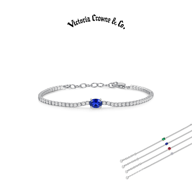 Victoria Crowne British Dynasty Sapphire Full Diamond Tennis Bracelet High-End Birthday Gift