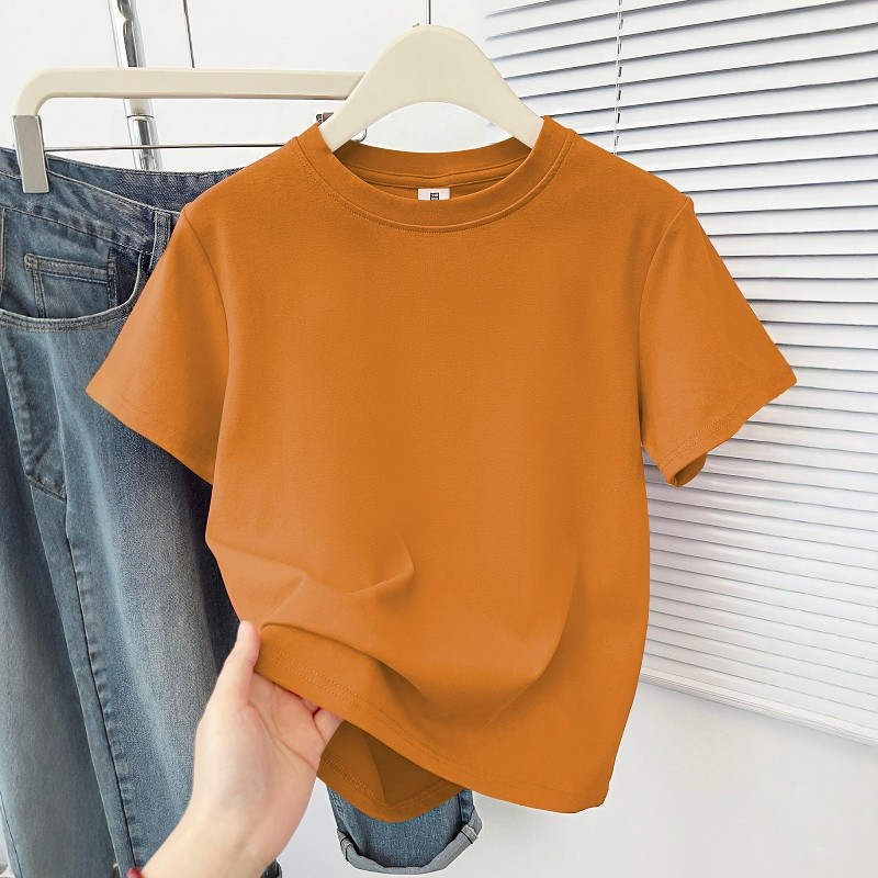 夏季2026新款正肩圆领短袖T恤女胖MM大码百搭遮肉显瘦休闲上衣ins