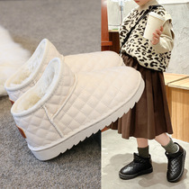 Girls snow boots 2023 new winter childrens cotton shoes plus velvet thickened medium and large childrens cotton boots waterproof girls boots
