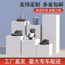 Floor display table window rectangular wooden painted model white base commercial display showcase exhibition booth