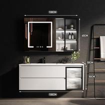 Install (BS Zhi O) board integrated basin bathroom cabinet solid wood powder room wash basin wash basin counter top cabinet combination