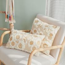 Embroidery Sunflower Cushion Cover Pastoral Pillow Case 45x4