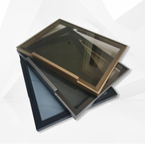 Customized minimalist glass cabinet door aluminum frame glass laminate wardrobe bookcase wine cabinet hidden frame glass door factory direct sale