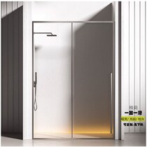 No lower rail shower partition sliding door sinking process narrow edge stainless steel shower room bathroom wet and dry separation glass