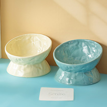 Cat bowls and dog bowls ceramic cat supplies cute slant mouth double bowl cat bowls neck protectors tall bowls dog bowls to prevent overturning