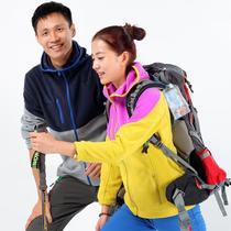 Outdoor autumn and winter couples fleece jackets for men and women fashionable color matching warm windbreakers hooded cardigan jackets