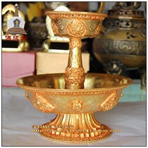 Buddhist supplies imported Nepalese copper gilt protector cups a set large size good