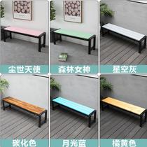 Wooden outdoor stainless steel park chair wooden long rest bench square community landscape outdoor bench