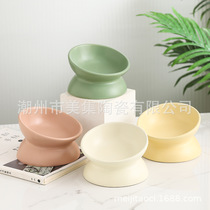Cat bowl ceramic cat food bowl neck protection inclined mouth bowl anti-black chin bowl anti-knockover cute pet bowl cat bowl