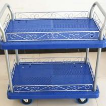 Double-layer trolley two-tier tool trolley flat trolley with guardrail instrument trolley test trolley turnover trolley silent trolley