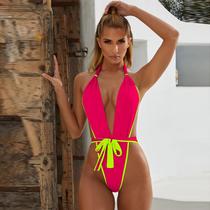 Sexy Bandage Swimwear Women One Piece Swimsuit 2021 New Deep