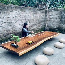 Large board tea table tea table solid wood large board log countertop tea board new Chinese tea table and chair combination mahogany desktop
