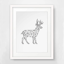 Geometric Deer Canvas Art Painting Black Nordic Anil Poste