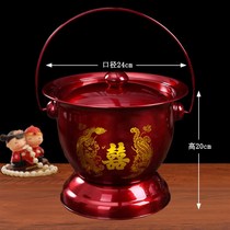 Wedding enamel spittoon red offspring bucket elderly toilet bucket with lid childrens urine bucket toilet wedding dowry toilet