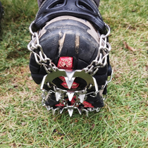 19 teeth outdoor crampons autumn and winter stainless steel snow non-slip shoe covers mountaineering shoes reinforced nail chain double chain snow claw equipment