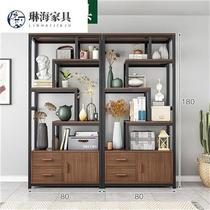 New wrought iron bookshelf living room porch partition rack multi-layer storage shelf office display cabinet wrought iron