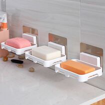 Soap shelf with 5 soap boxes hanging on the wall. The adhesive soap holder can be placed on the tile wall without drilling holes for hygiene.