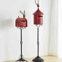 Factory sales new product European iron red outdoor villa vertical mailbox outdoor garden floor mailbox retro courtyard