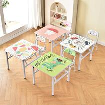 Childrens study table cartoon household folding desk eating desk kindergarten table and chair set simple square table low