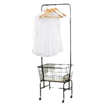 Clothes hanger floor-standing home indoor metal clothes hanger single rod with roller storage black