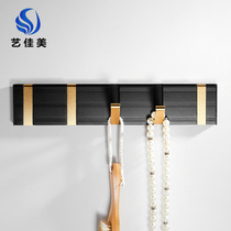 Wall-mounted foldable clothes hooks space aluminum door rear entrance row hooks black single hook Nordic invisible hooks