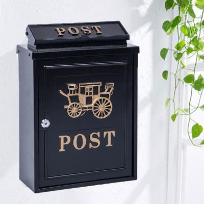 Letter box wall-mounted with lock villa retro mailbox outdoor waterproof household large express file box European style mailbox