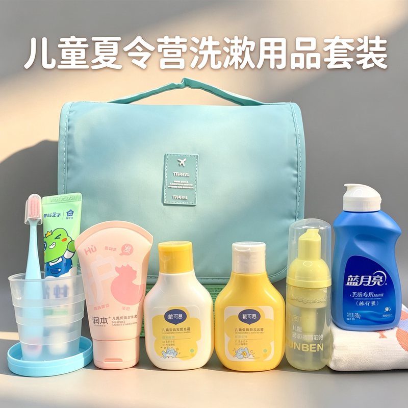 Children's Summer Camp Toiletry Set, Complete Set of Portable Toiletries and Storage Bag for Primary and Secondary School Students' Military Training and Study Trips