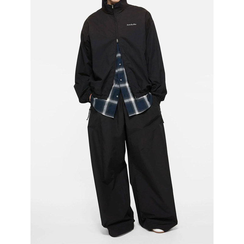 Acne Studios New Vintage-Style 1996 Letter Micro-Logo Printed Stand-Collar Loose Zipper Long-Sleeve Jacket