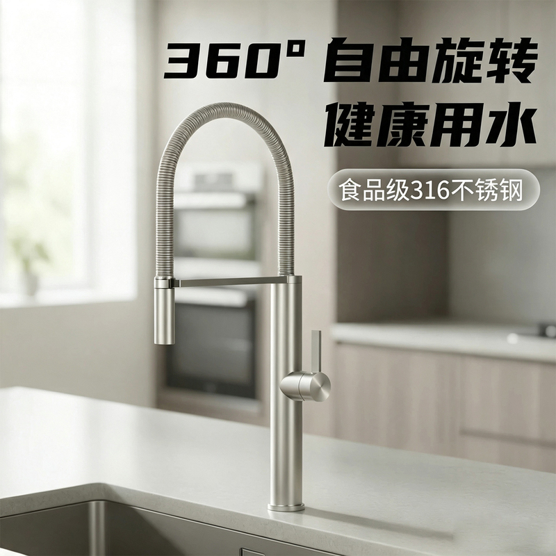 Brand Kitchen Faucet Anti-Splash Sink Faucet Pull-Out Rotating Hot and Cold Dishwashing Sink 316L Stainless Steel Brand Kitchen Faucet Anti-Splash Sink Faucet Pull-Out Rotating Hot and Cold Dishwashing Sink 316L Stainless Steel