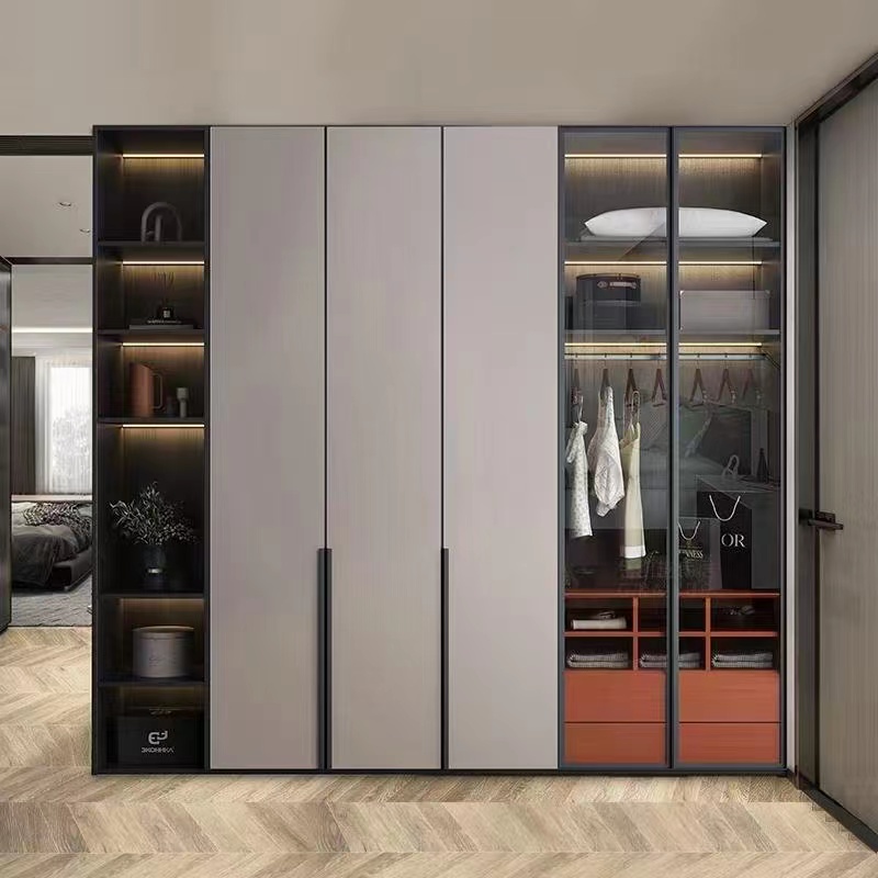 Wine Cabinet Dining Side Cabinet Doors Light Lavish Minimalist Tempered Glass Flat Open Door Extremely Narrow Aluminum Rims Custom Invisible Handle-Taobao