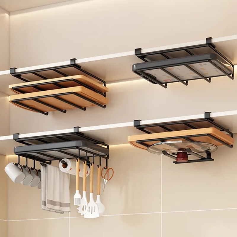 German Imported Cutting Board Rack, Hanging Under-Cabinet Kitchen Storage Rack, Under-Cabinet Pot Lid Rack, Chopping Board Holder