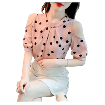 Snowspun Shirt Woman Short Sleeve Summer New Design Sensation Little Crowned Lace Sweetness Donut-style Bubble Sleeve Blouse