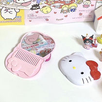 New Xiaohongshu same style Kitty mirror makeup comb mirror integrated mirror portable folding small mirror kt comb