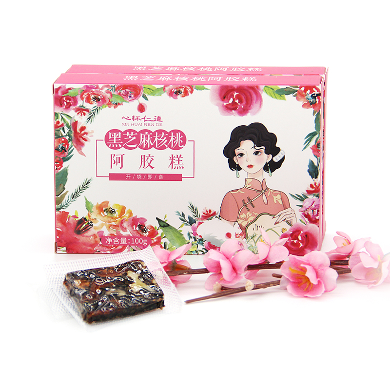 山东东阿黑芝麻核桃阿胶糕即食山东红枣固元膏块手工打粉熬制