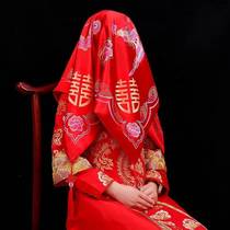 Wedding anniversary bride red hijab red headscarf Chinese style Xiuhe suit Hijab hijab translucent gauze weighing pole