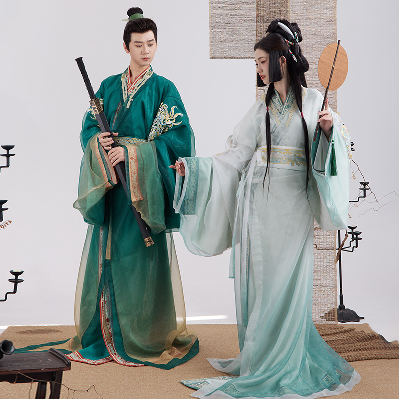 戦国時代のローブ漢服のストレートヘム[カミングアウト]男女兼用民族風重厚刺繍オリジナル復元スタイル漢尚易錦