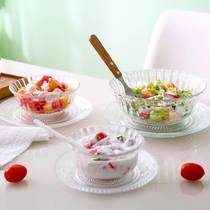 Creative Glass Bowl rice bowls Bowls Dishes Home Transparent Rice Dessert Small Bowls Salad Bowl Cutlery Dish Suit