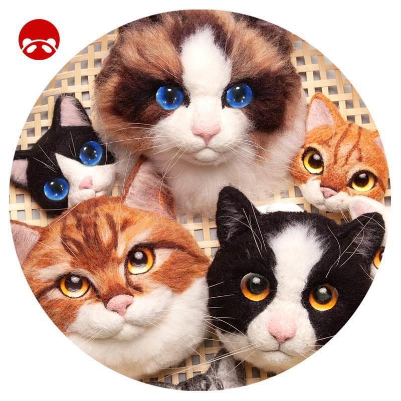 Handmade Realistic Cat Figurine Needle Felting Kit, Wool Felt DIY Activity to Pass the Time