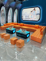 Commercial KTV sofa customized bar nightclub clearing box family L wall corner booth luminous coffee table combination