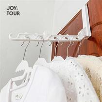 Household multifunctional foldable wall-mounted clothes drying rack behind the door folding clothes hanger travel dormitory door hanging clothes without punching