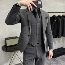 Suit mens suit groom wedding dress Korean trend handsome coat slim business casual suit three-piece suit