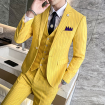 Studio striped suit mens suit groom wedding dress mens hair stylist