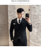 Host suit suit suit mens three-piece set Korean slim best man group small suit jacket groom wedding dress