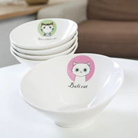 Чистая белая керамическая кошачья чаша кошка продукт питания кошачья миска для кошачья миска наклонная рот миска плоская лица кошка для питомца для питомцев для кошачья кошка