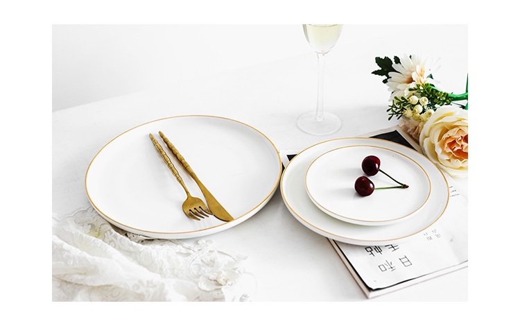 Món ăn phương Tây Bắc Âu tấm bít tết Phnom Penh bộ đồ ăn bằng gốm trái cây tấm salad tấm đĩa sáng tạo lưới màu đỏ in khay đựng đồ ăn dặm cho bé
